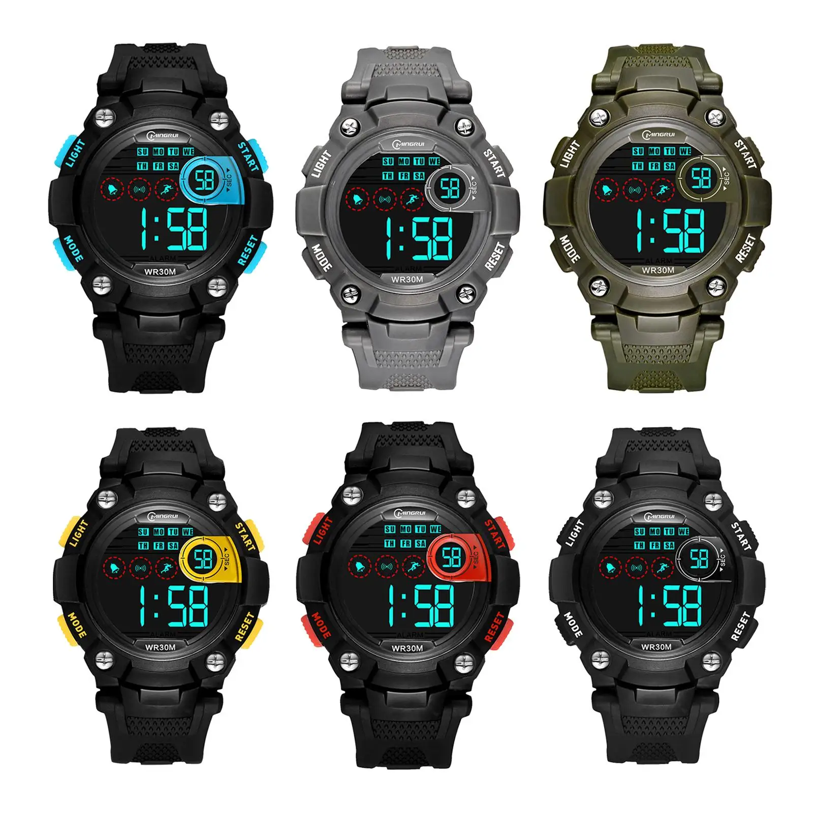 

Electronic Watch Waterproof Luminous 24-Hour Indication 12/24 Hours Digital Watch Wrist Watch for Outdoor Sports Boys Student