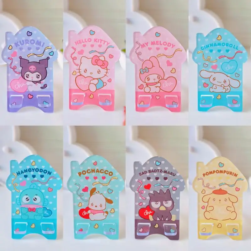 

Kawaii Sanrioed мобильный телефон Stand Cute Cinnamoroll My Melody Kuromi Pom Purin Hellokittys Настольный держатель для телефона девушки подарок