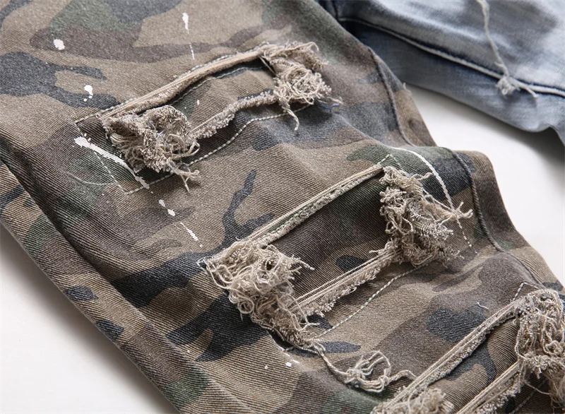 Men's Colorful Graffiti Printed Jeans Y2K Colorful Slim Fit Tapered Elastic Casual Pants Fashion Street Clothing Small Foot Pant