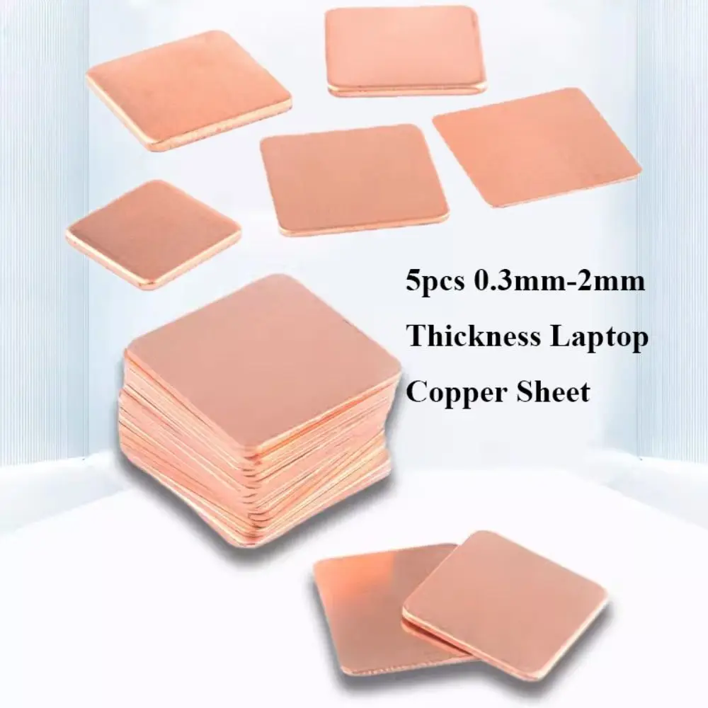 

5pcs Gold Laptop Plate High Quality RAM Cooling 0.3mm-2mm Thickness Copper Heat Sink Heatsink Sheet GPU CPU Chip