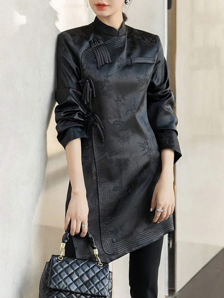 Черное платье Ципао Cheongsam Chi-pao улучшает женскую одежду традиционное китайское