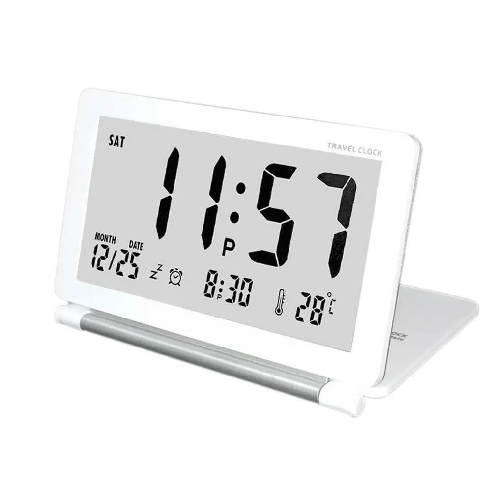 

Foldable Lcd Clock Travel Digital Alarm Clock Large Desk Clock Calendar Temperature Child Screen Date Clock Alarm S8k1