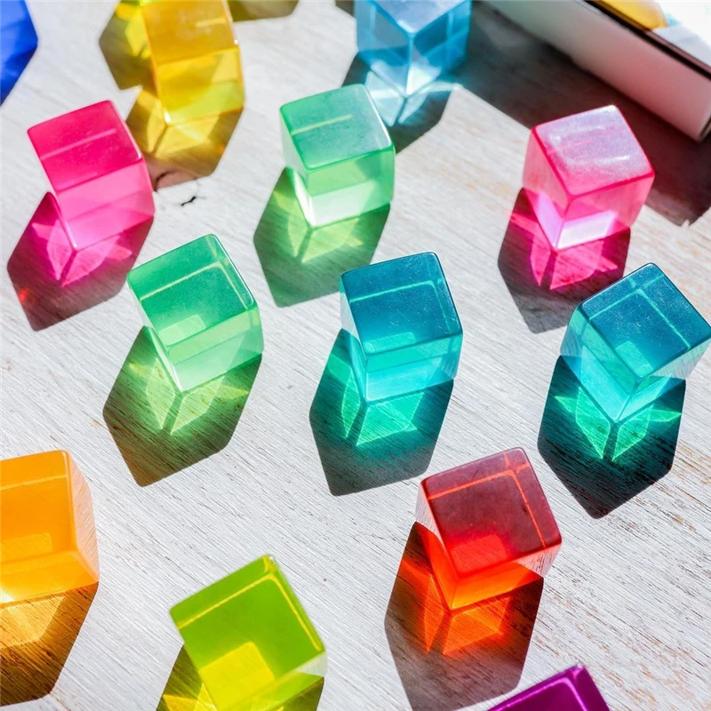 Acrylic Cubes Blocks Gem Kids Learning Color Light &amp Shadow Transmission Stacking Toys Baby Montessori Educational | Игрушки и хобби