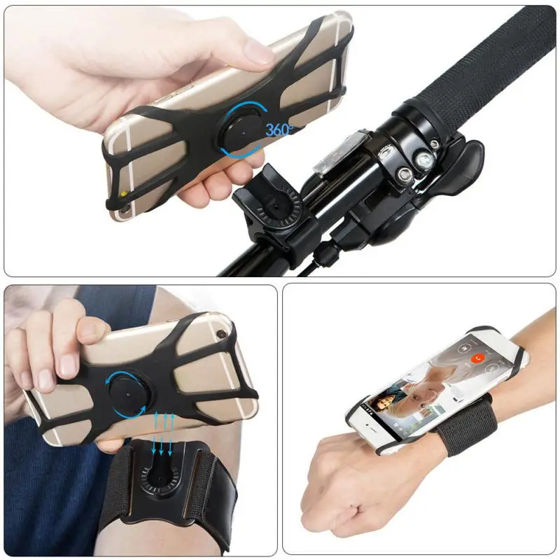 RYRA Detachable Rotating Arm Wrist Strap Mobile Phone Holder Sports Running Cycling Multi-function Mobile Phone Bag Holder