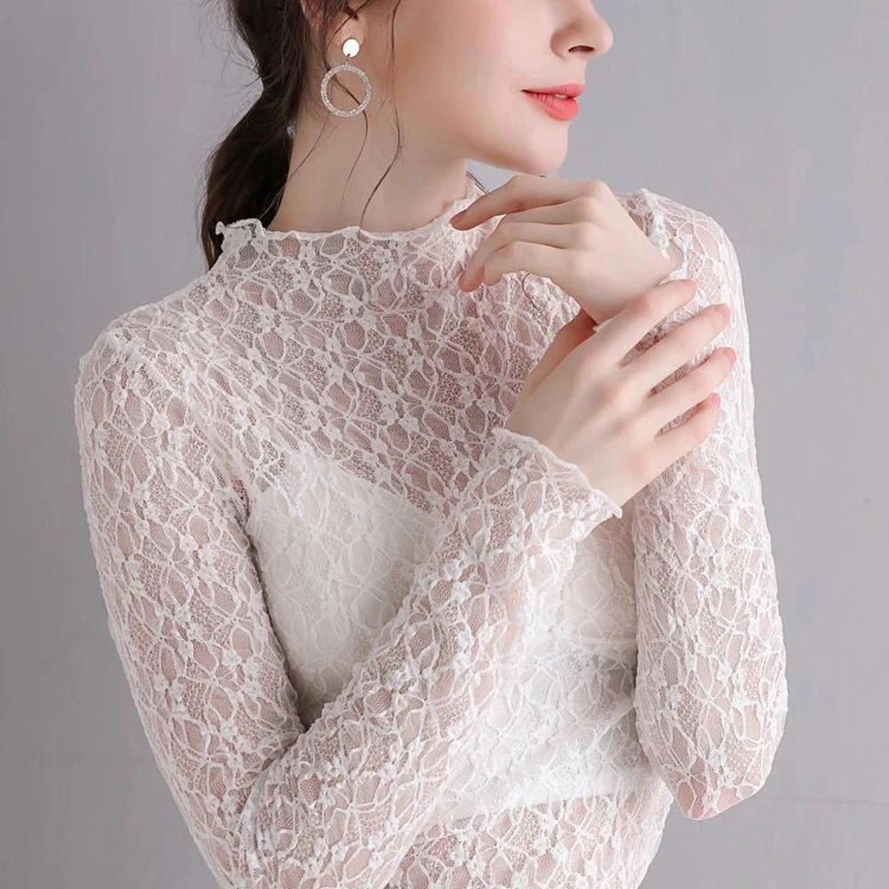 Женская Кружевная футболка с цветочным кружевом черная белая абрикосовая