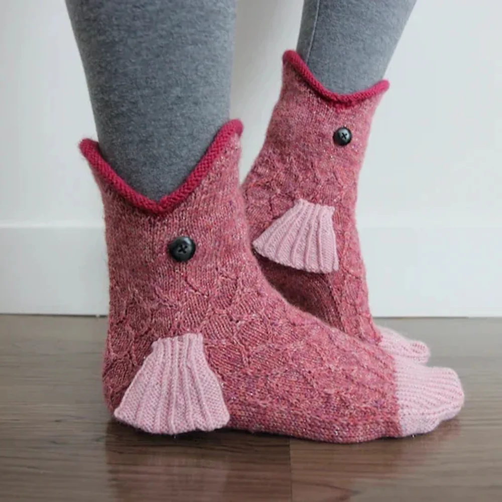 

Christmas Knitted Creative Mid-calf Crocodile Socks Shark Socks Floor Warmers Creative Fun Holiday Socks Warm Thickened Long