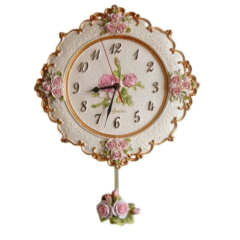 

Настенные часы в скандинавском стиле, современные большие розовые цветы, роскошная гостиная, спальня, качающийся маятник, настенные Скрытые часы, декор SC295