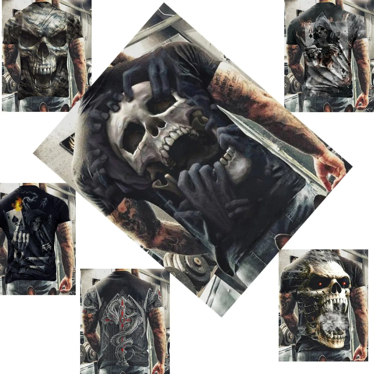 

Fashion Summer Horror Skull 3D Printed Men's T-Shirt O-Neck Short Sleeve Casual Breathable Large Men's T-Shirt Tower, Men's Clot