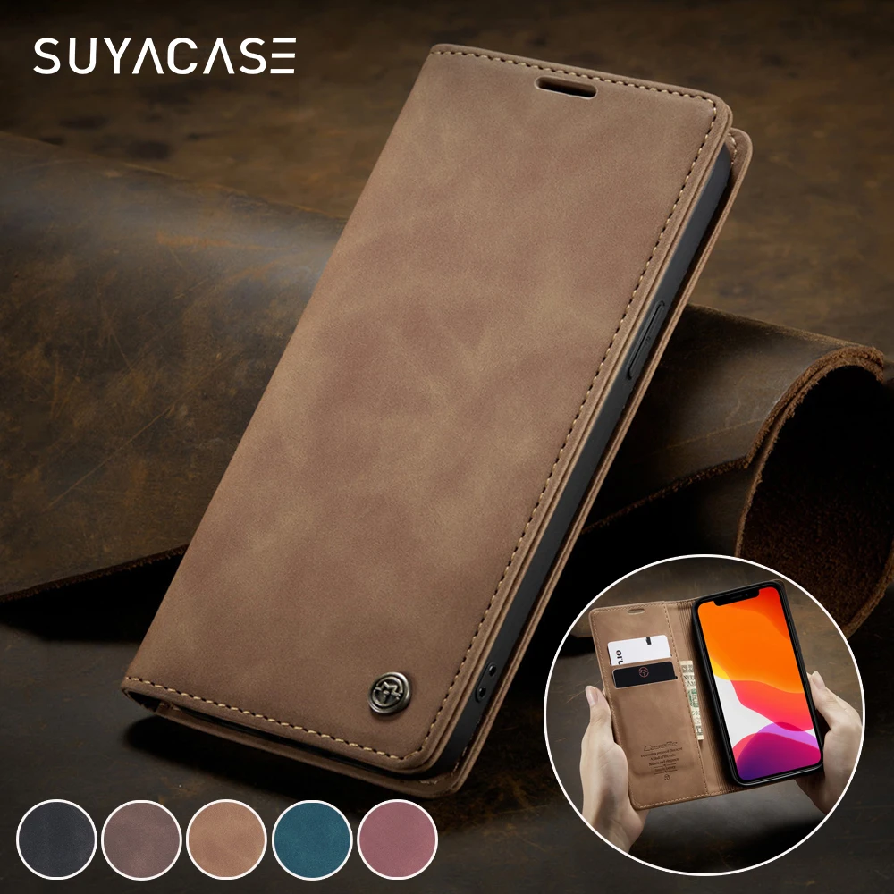 

Luxury Matte Flip Leather Case For iPhone 13 12 Mini 11 Pro X XS Max XR 8 7 6 6S Plus 5 5S SE 2020 Wallet Card Slots Phone Cover