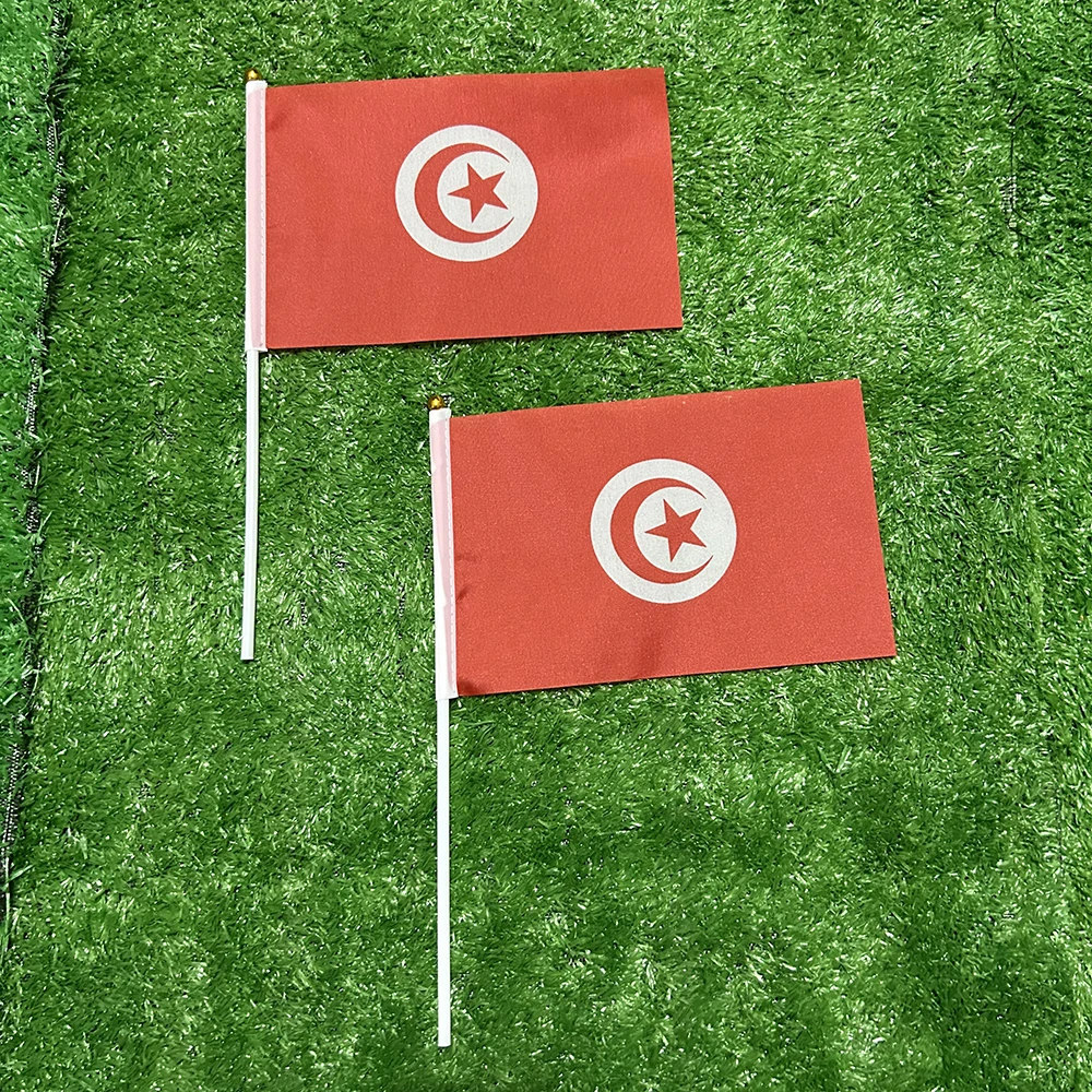 SKY FLAG Тунис ручной флаг 10/20/50/100 шт. 21*14 см ручные размахивающие флаги с пластиковым