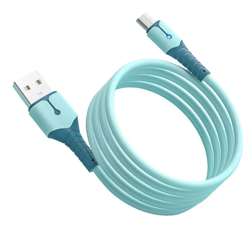 

0.25M/1M Liquid Silicone Short 2.4A Fast Charger Data Cable USB to Type C Micro USB Cable with Charging Indicator For All Phones