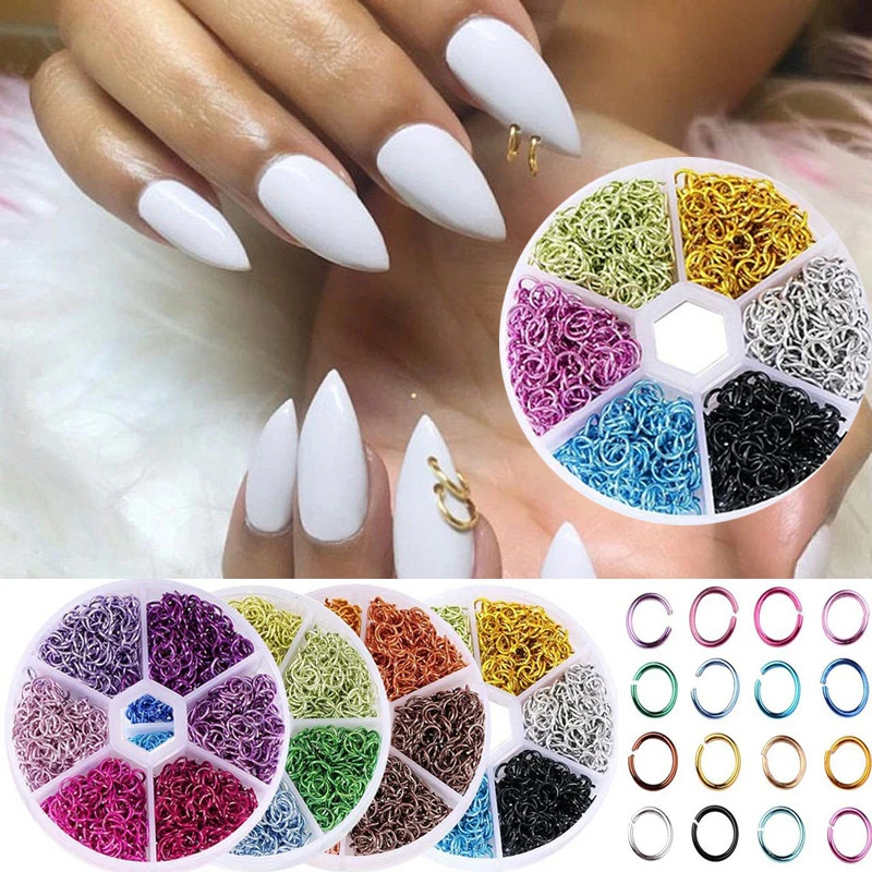 

2022 Mix Color Nail Dangle Ring Aluminum Metal Alloy Piercing Decor Nail Dangle Ring Nail Jewelry Piercing Decor 3D Decoration