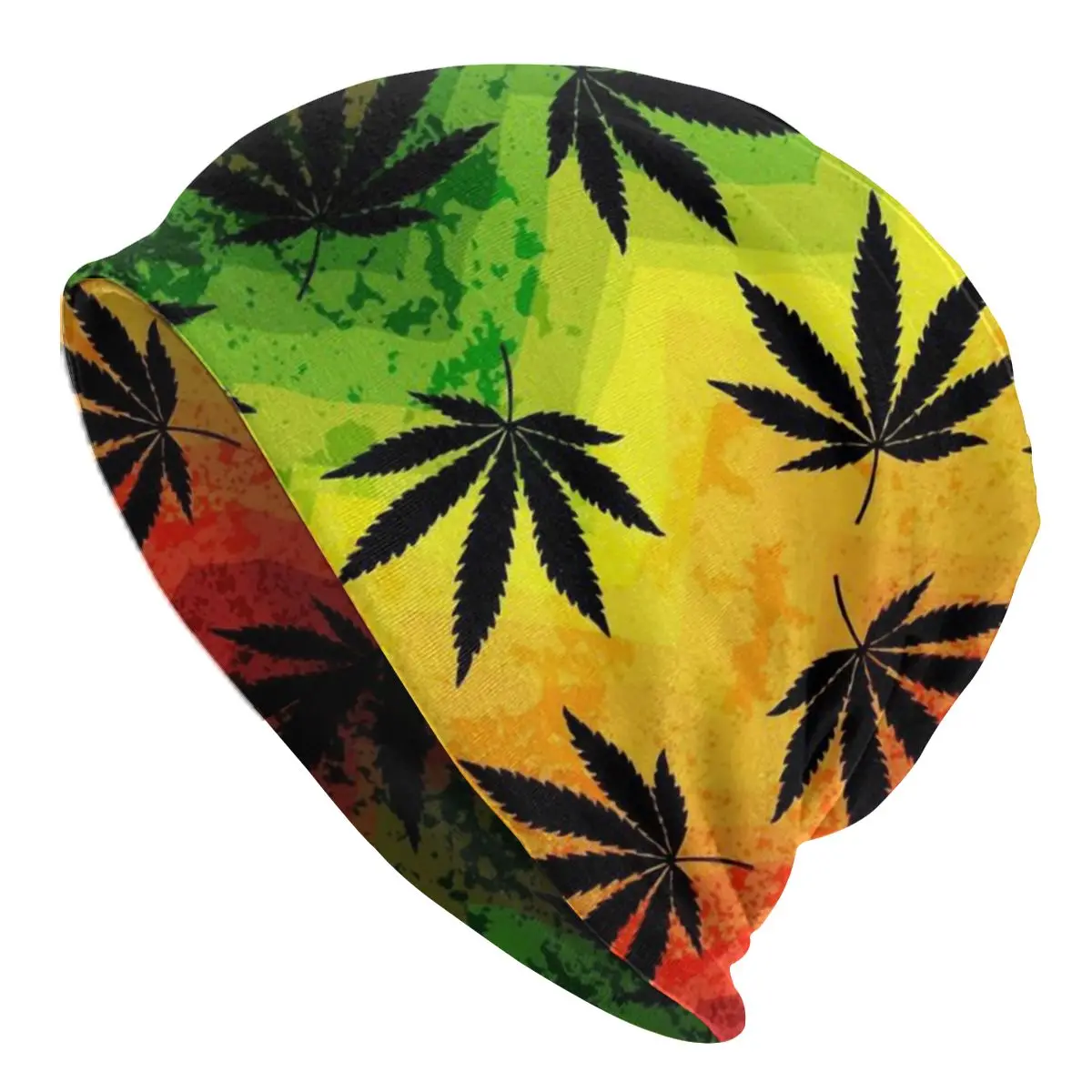 

Осенние женские тонкие облегающие шапки унисекс с радужными листьями