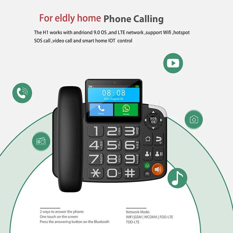 4G Smart Landline Phone Office Telephone Voip Phone Analog Telephone dual sim andriond system