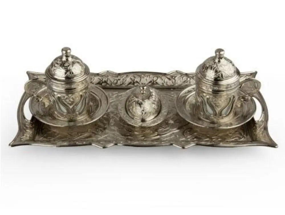 

Ottoman Motif 2'li Turkish coffee Set-Yellow