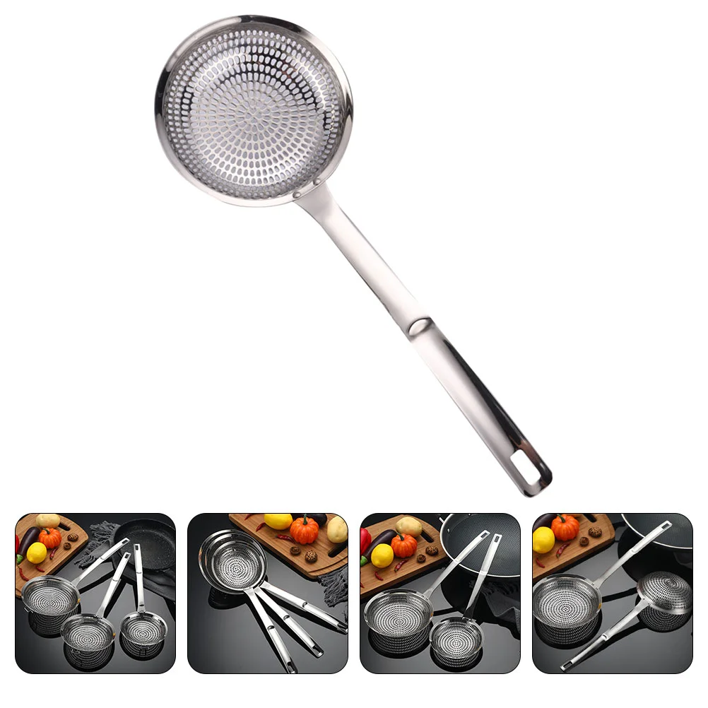 

Stainless Steel Pasta Spoon Slotted Noodle Metal Colander Filter Fried Strainer Household Strainers Kitchen