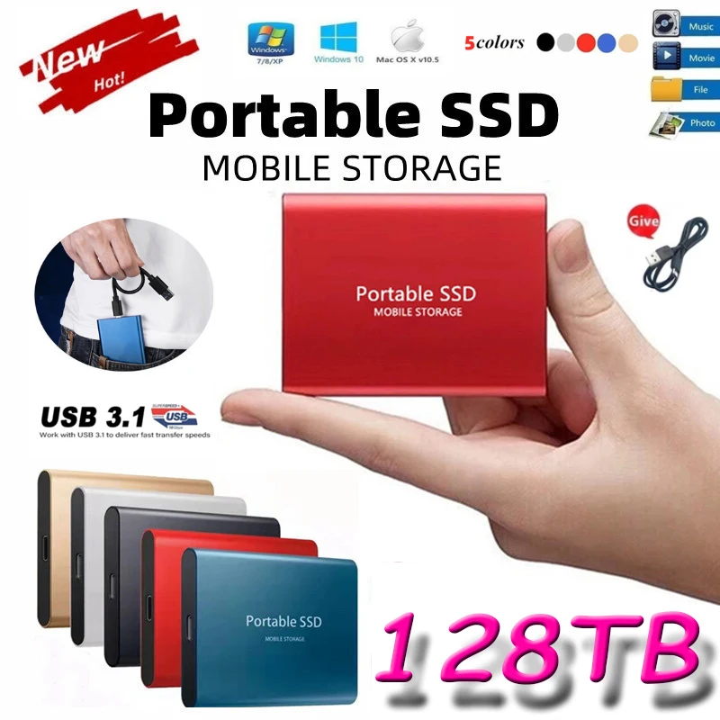 

High-Speed 500GB 2TB 4TB 8TB 16TB SSD Portable External Solid State Hard Drive USB 3.1 Interface Mobile Hard Disk For Laptop Mac