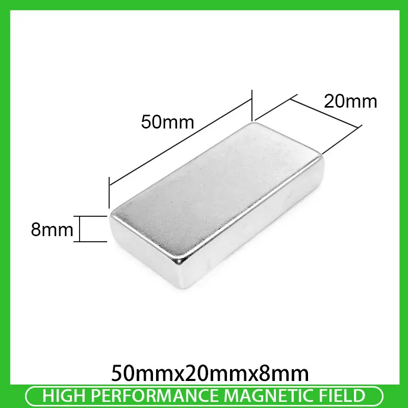 

1/2/5/10PCS 50x20x8mm Neodymium Magnet 50*20*8mm N35 NdFeB Block Super Powerful Strong Permanent Magnetic Disc