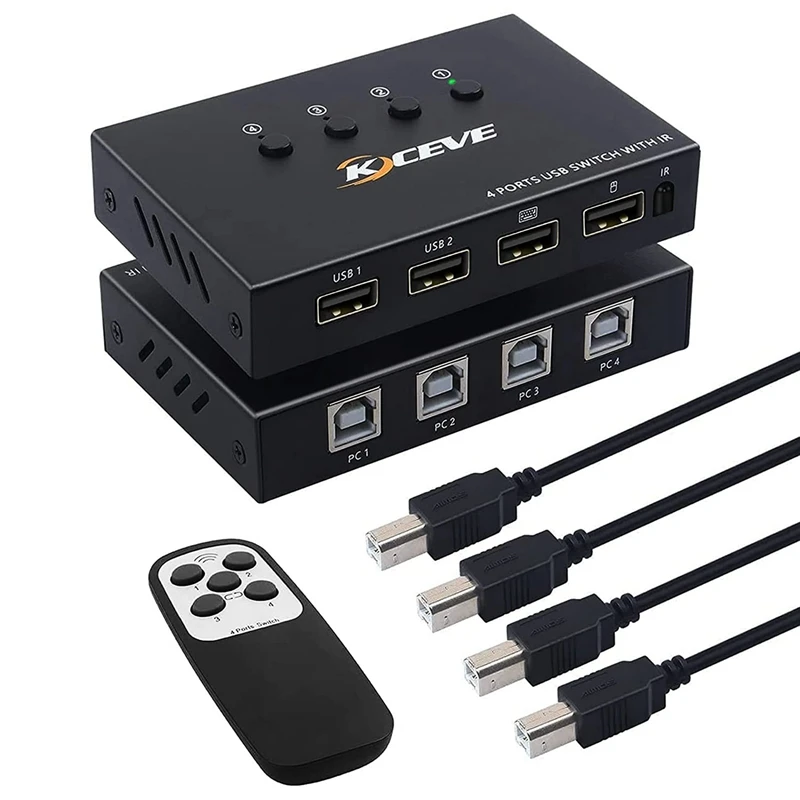 

USB Switch Selector 4 Port KM Switch 4 Computers Sharing 4 USB Devices,USB Peripheral Switcher Box For Keyboard