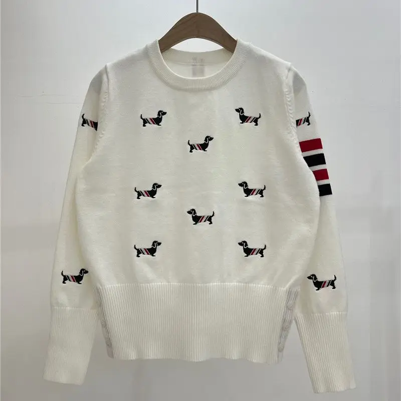 

Women White Sweater , Casual Sweet pullover, Anime embroidery fashion knitted Jumpers, قميص نسائي ,кофта женская ,Traf, y2K