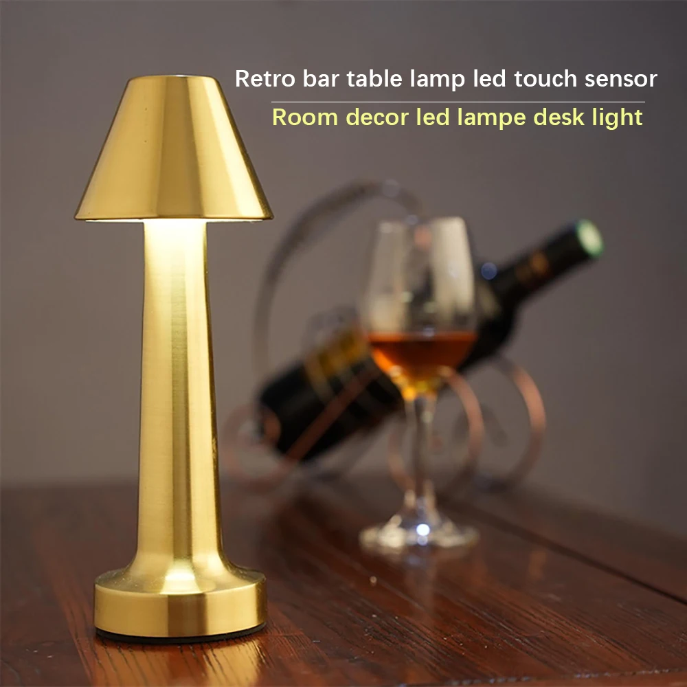 

Table Lamp Rechargeable Retro Bar Desk Night Light Room Decor Luces Led Camping Bedroom Coffee Lampara Decoration Chambre Lampe
