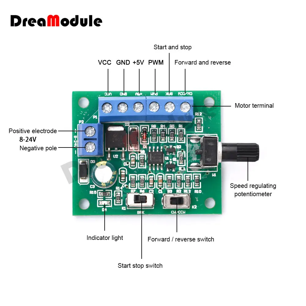 

DC 8-24V Brushless DC Motor Governor with Drive Brushless Motor PWM Speed Control Board 18KHz Motor Controller Regulating Board