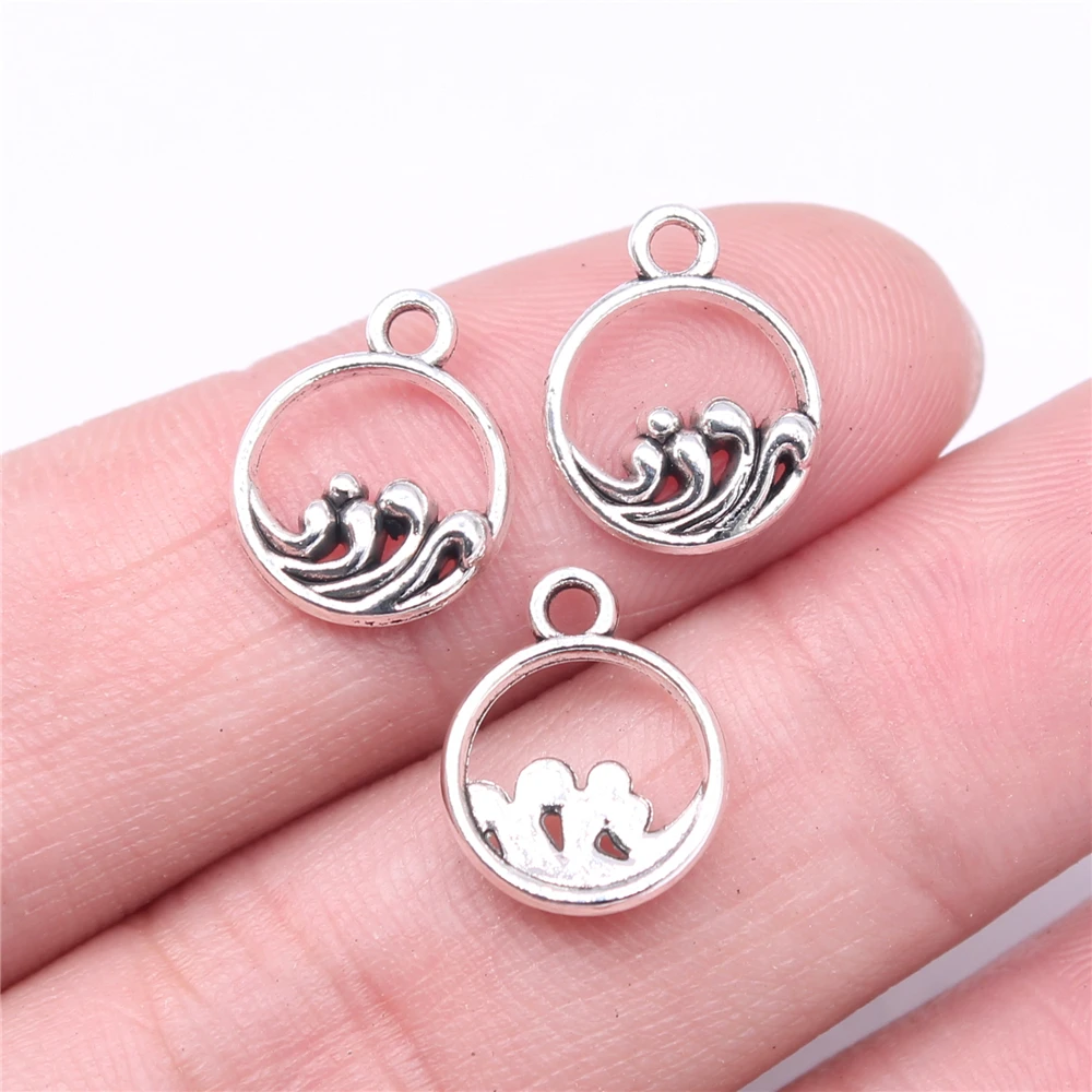 

400pcs Charms Wholesale 14x11mm Wave Charms Wholesale DIY Jewelry Findings Antique Silver Color Alloy Charms