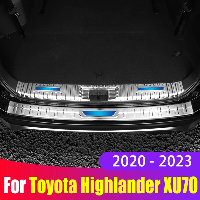 For Toyota Highlander XU70 2020 2021 2022 2023 Auto Car Rear Bumper Foot Plate Trunk Door Sill Guard Protector Cover Accessories