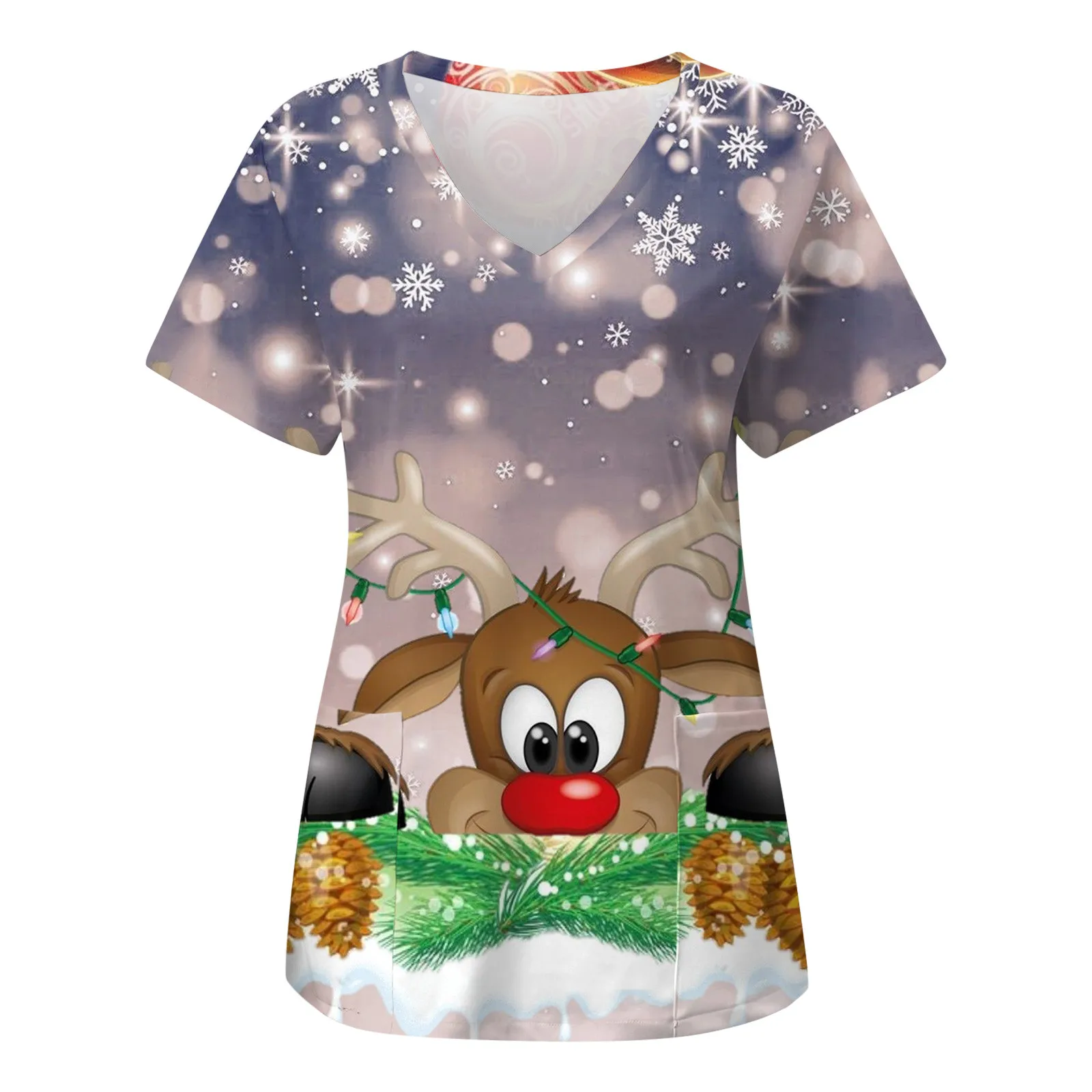 

Рождественская униформа медсестры с принтом в виде мультяшного героя Женская Рабочая Униформа Топы аксессуары Клиническая униформа медсе...