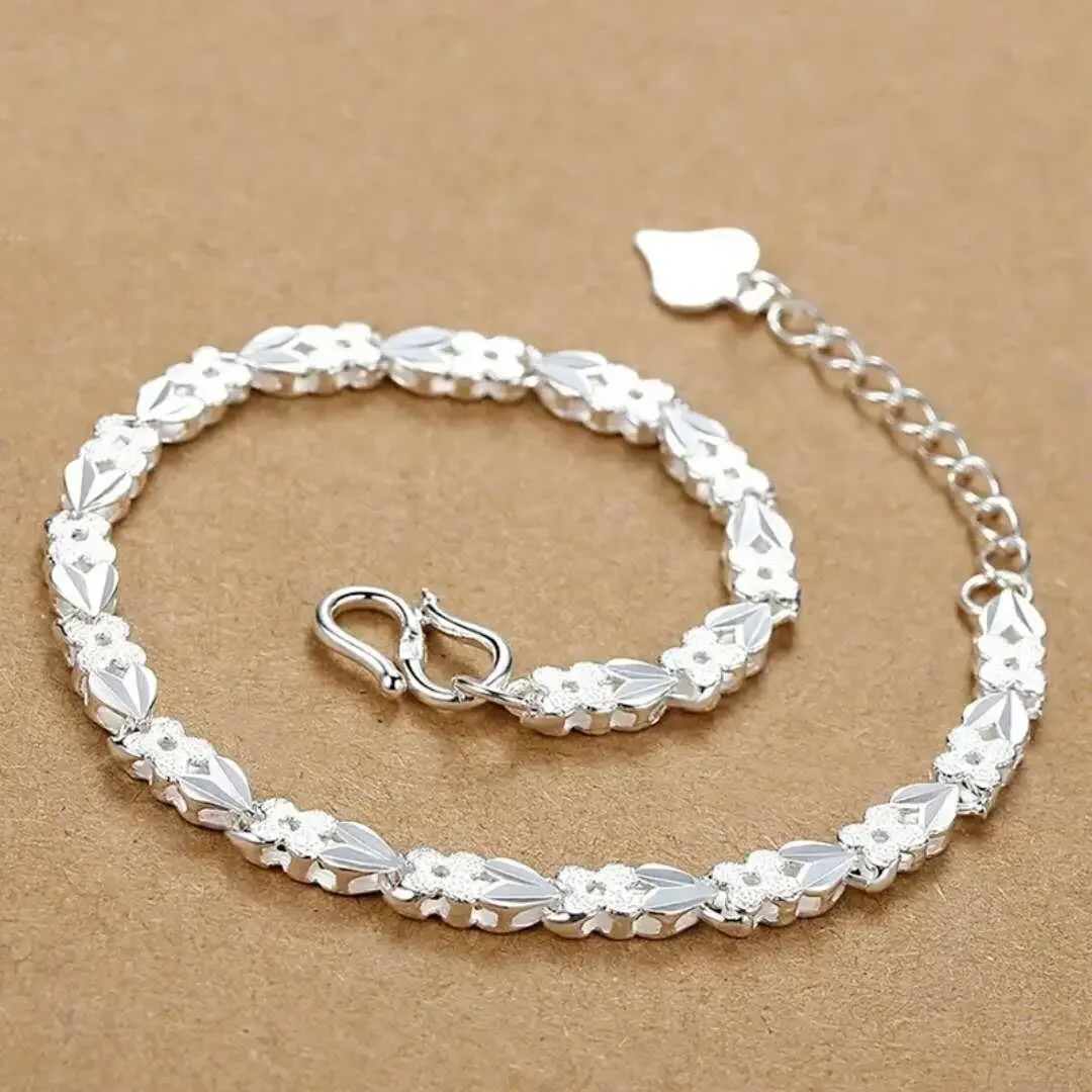 

925 Sterling Silver Bracelets Wedding Party for Women Wedding Lady Noble Pretty Jewelry Fashion Nice Chain 20cm 8inch