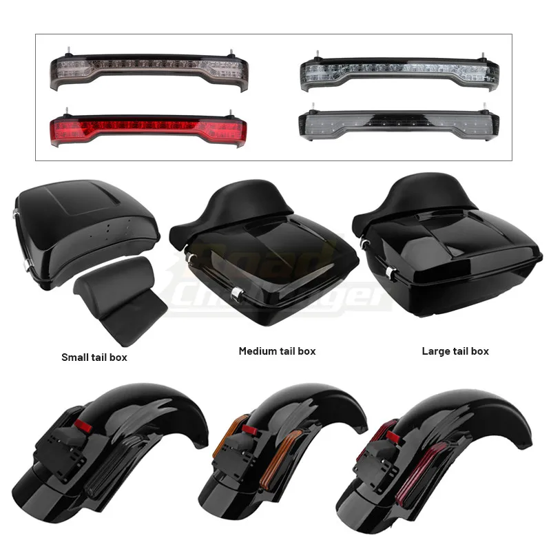 

For Harley Touring Street Glide 14-20 Motorcycle LED CVO Style Rear Fender System Tour-Pak Tail Light King Chopped Backrest Pad