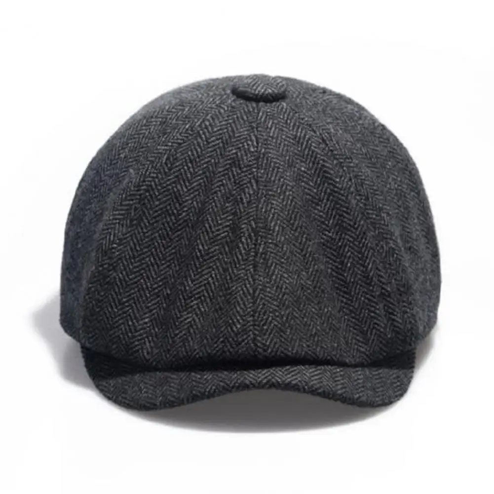 

Men Beret Practical Casual Retro Herringbone Pattern Painter Hat for Winter Hat Cap