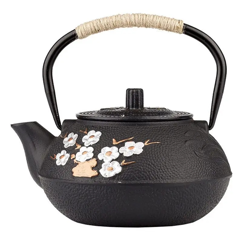 

Cast Iron Kettle Exquisite Plum And Bamboo Pattern Handmade Teapot With Filter Household Office Itemsboil Water Tea Infuser