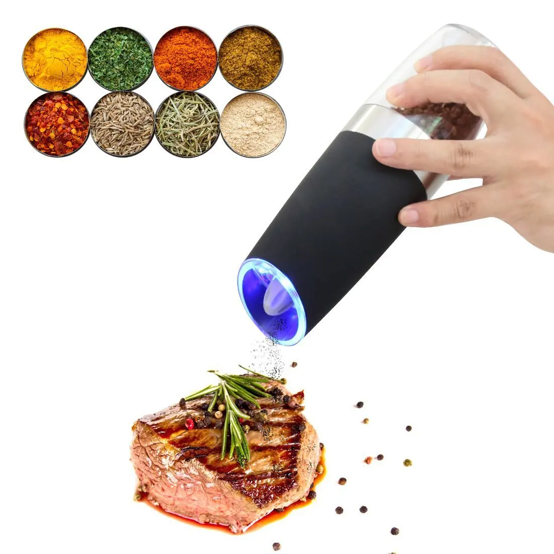 

Electric Salt and Pepper Grinders Automatic Spice Mill Seasoning Kitchen Tools Grinding Gadget Sets Seasoning for Cooking BBQ
