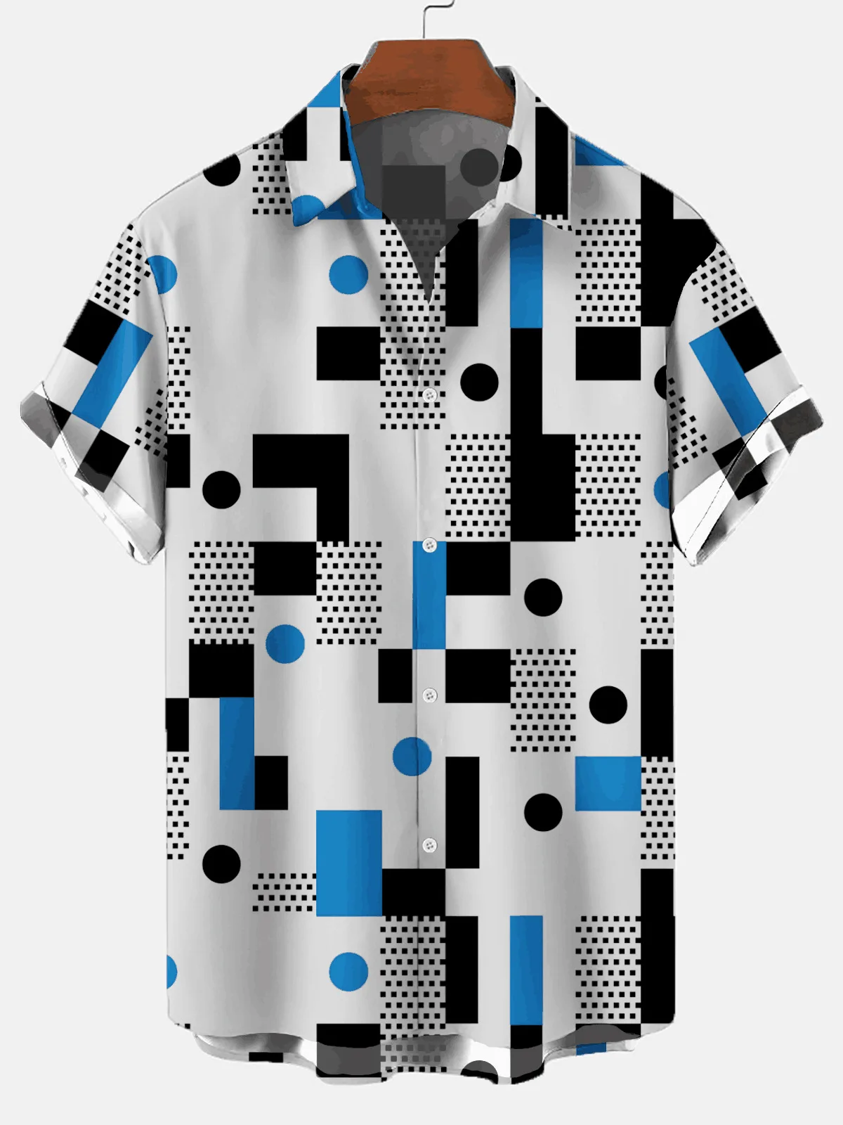 

2021 New Summer 11 Horizontal Pattern Series D Digital Printing Trend Loose Short-sleeved Shirt Men's Top