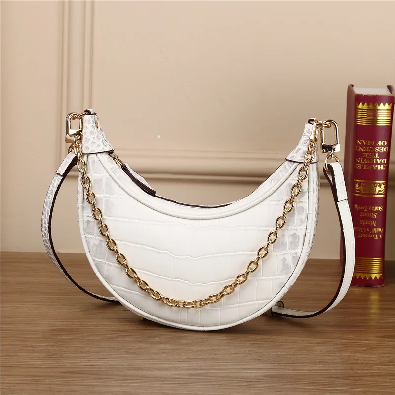 Новая крокодиловая кожа гороховая подмышка французская модная лунная сумка
