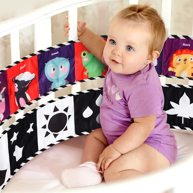 

Монтессори сенсорные детские игрушки 0-36 месяцев Новорожденные кроватки наклейки игрушки Черный Белый Красочные животные тканевые книги детские подарки