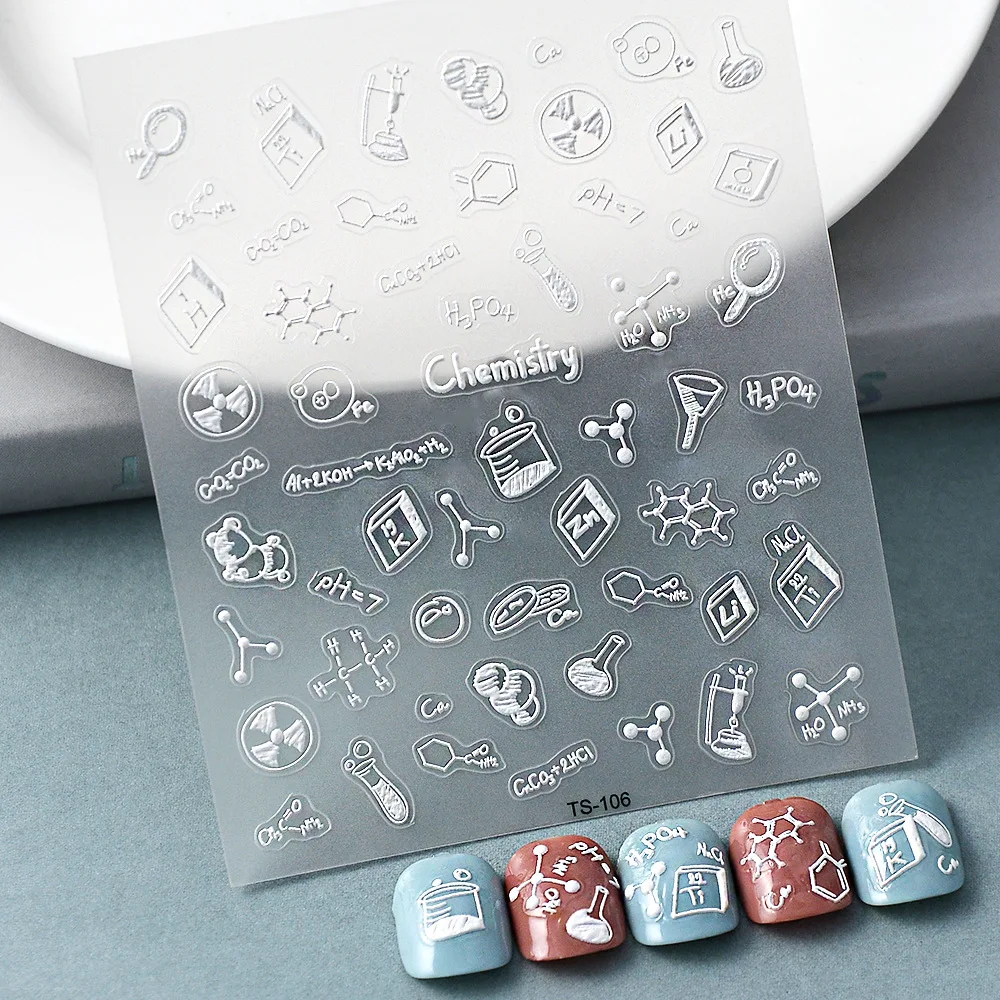 

Креативный пластырь с химическими элементами 5D, мягкая рельефная самоклеящаяся декоративная наклейка для ногтевого дизайна, 3D наклейка для маникюра «сделай сам» для женщин