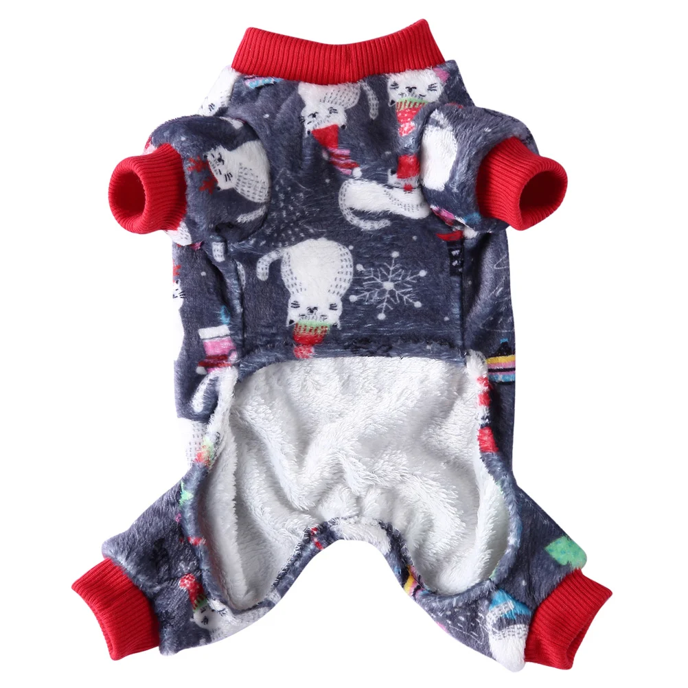 

1 pc Four-legged Christmas Coral Fleece Jumpsuit Clothes for Puppy Dog