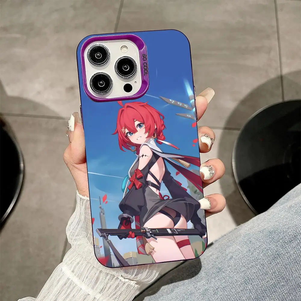 Чехол Wuthering Waves Danjin для iPhone 17 16 15 14 13 12 11 X XR XS Air Pro Max Plus, фиолетовый, разноцветный, серебристый (art.: 3920da87ccc12) - 3920da87ccc12