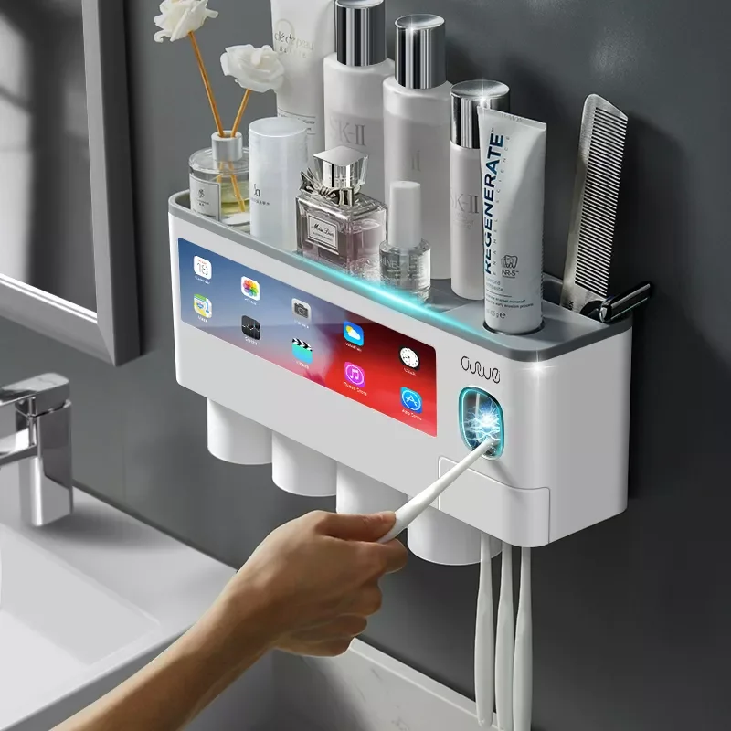 

GUNOT Adsorption Toothbrush Holder Automatic Toothpaste Squeezer Dispenser Wall Mount Storage Rack Bathroom Accessories