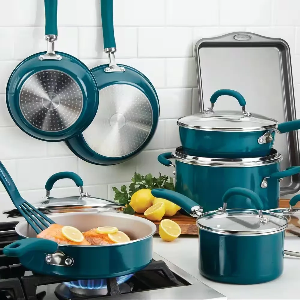 

Create Delicious 13-Piece Aluminum Nonstick Cookware Set in Teal Shimmer