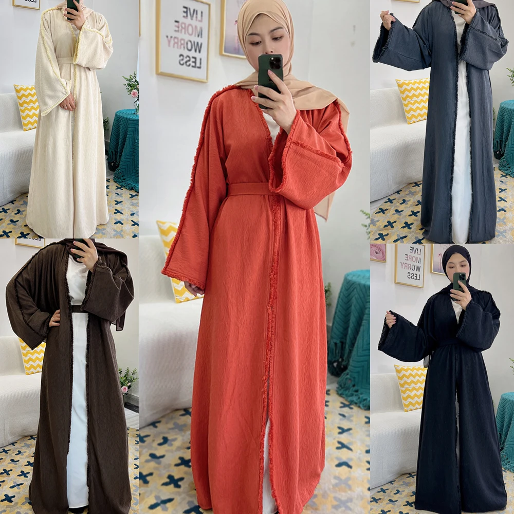 

Открытый Абая Дубай Кафтан мусульманское кимоно кардиган длинные женские арабские платья Абая для женщин Турция ислам одежда