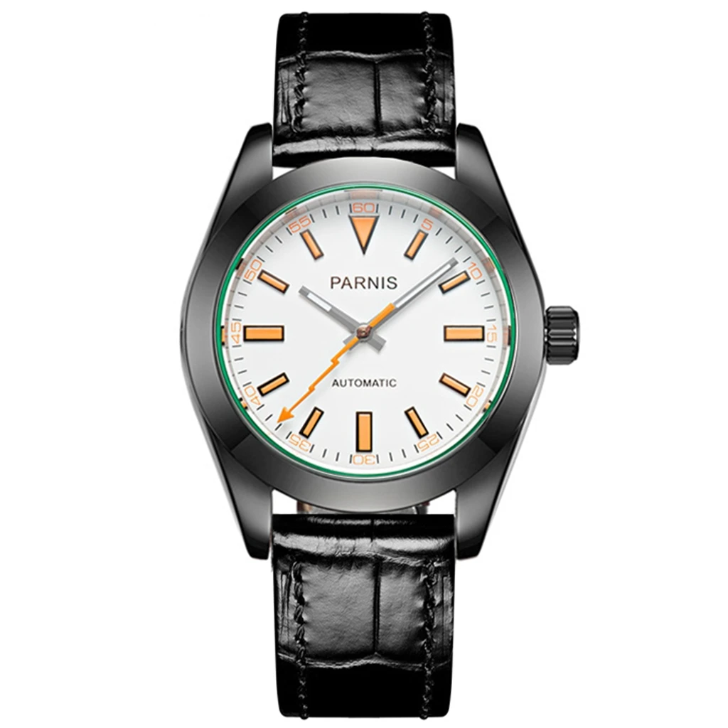 

Parnis New Black Dial Men's Watches Calendar Miyota 8215 Movement 21 Jewels Automatic Mechanical Mens Wristwatch orologio uomo