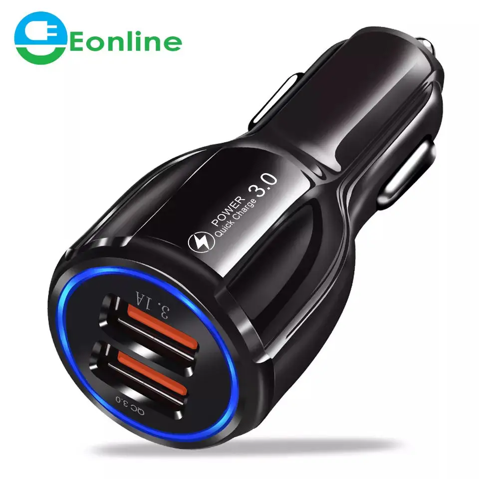 

Eonline Free 3D UV OEM LOGO 18W 3.1A Dual USB Quick Charge 4.0 3.0 USB Car Charger For Huawei QC4.0 QC3.0 Fast USB Car Phone