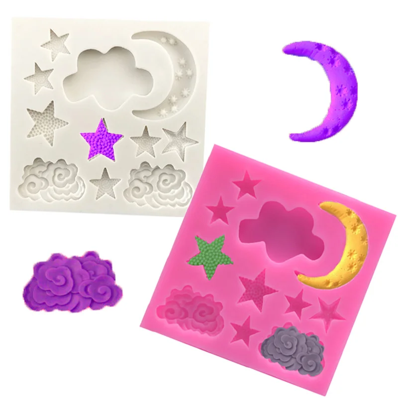 

Star Moon Shape Silicone Mold Diy Cake Decoration Fudge Chocolate Cupcake Baking Biscuits Tools Moon Cloud Clay Gumpaste Mould