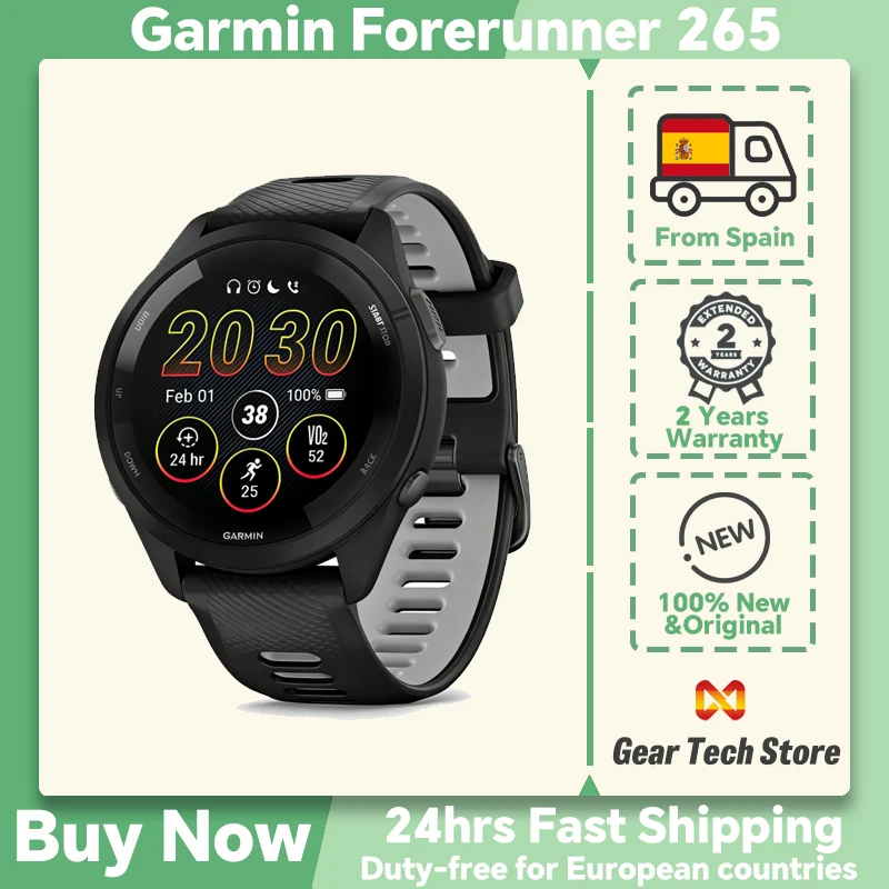 Garmin Forerunner 265 Basic Style Smart Wearable Sports Watch 1.3Inches Amoled Activity Tracker