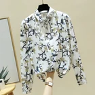 Блузка женская шифоновая с длинным рукавом и отложным воротником, E39