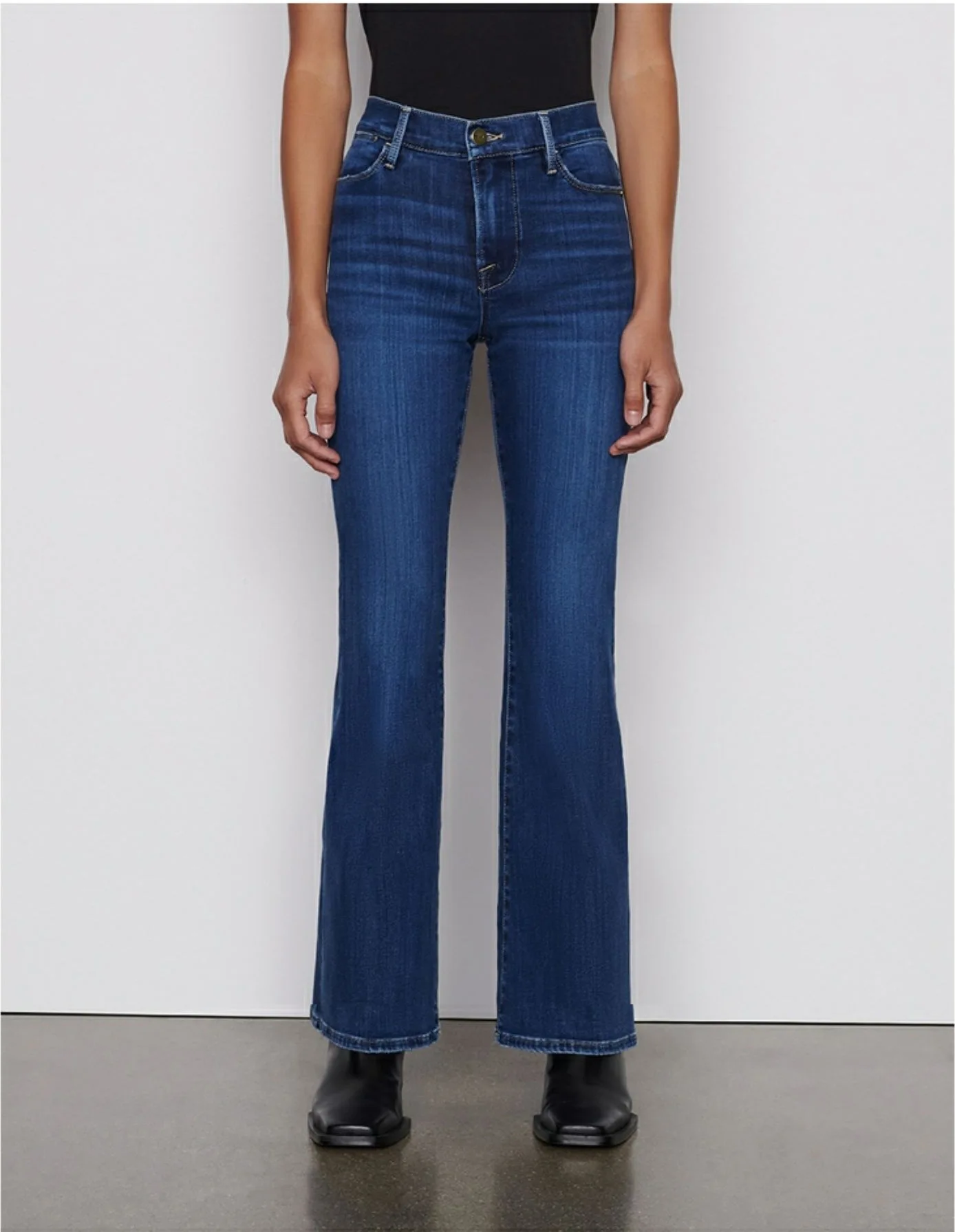 

EOS Spring 2023 New High-waisted Dark Blue High Elastic Knee Circumference Loose Flared Leg Opening Denim Pants Free Ship