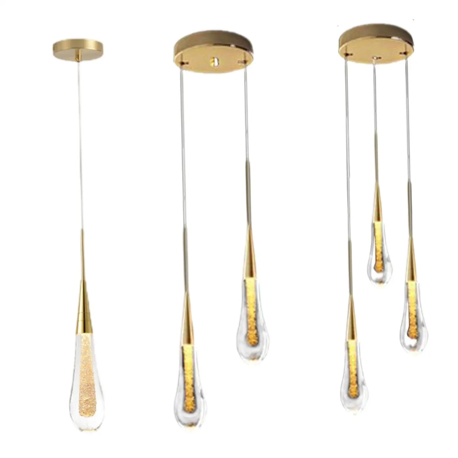 

Water Drop Shaped Crystal Pendant Light LED Hanging Lamp for Hallway Bedroom